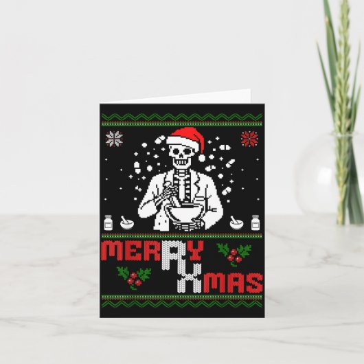 Merry Rx Mas Skeleton Pharmacist Pharmacy Tech Ugl カード (正面)