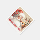 Merry Santa and Rudolph Christmas Napkins Dinner   スタンダードカクテルナプキン (角)