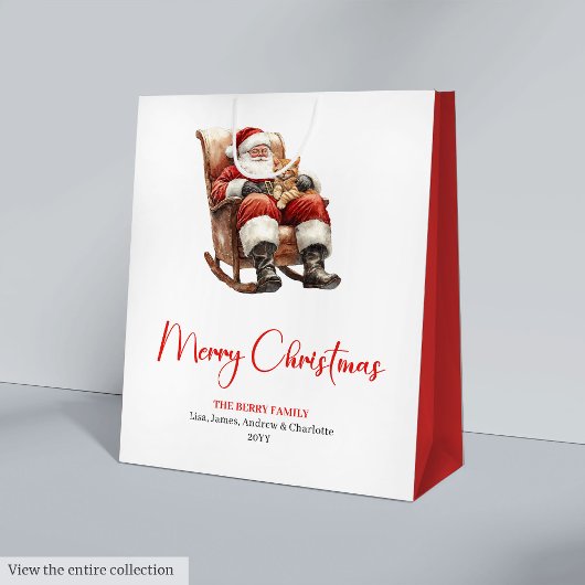 Merry Santa Claus Custom Editable Christmas Wrapp ミディアムペーパーバッグ