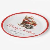 Merry Santa Claus Custom Name Editable Party Plate ペーパープレート (アングル)