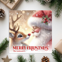 Merry Santa Claus Rudolph Personalized Kids Gift  ジグソーパズル