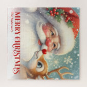 Merry Santa Claus Rudolph Personalized Kids Gift  ジグソーパズル (横)