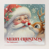 Merry Santa Claus Rudolph Personalized Kids Gift  ジグソーパズル (縦)