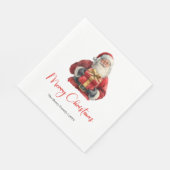 Merry Santa Claus Rustic Custom Editable Napkins スタンダードランチョンナプキン (角)
