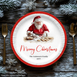 Merry Santa Claus Rustic Custom Name Editable  ペーパープレート