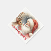 Merry Santa Rudolph Christmas Dinner Napkins スタンダードカクテルナプキン (角)