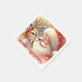 Merry Santa Rudolph Festive Christmas Napkins  スタンダードカクテルナプキン (角)