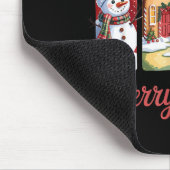 Merry Season Festive Snowman Cat Gingerbread House マウスパッド (コーナー)