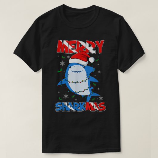 Merry Sharkmas Santa Claus The Great White Shark C Tシャツ (デザイン正面)