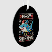 Merry Sharkmas Shark Christmas Ugly Xmas Lights オーナメント (正面)