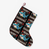 Merry Sharkmas Shark Christmas Ugly Xmas Lights スモールクリスマスストッキング (正面 (吊り時))