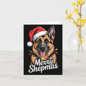 Merry Shepmas German Shepherd Christmas Lights Hum カード (黄色い花)