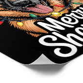 Merry Shepmas German Shepherd Christmas Lights Hum ポスター (角)