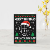 Merry Shiftmas And Happy New Manual Driver Christm カード (黄色い花)