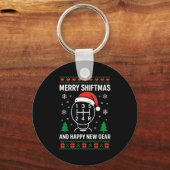 Merry Shiftmas And Happy New Manual Driver Christm キーホルダー (正面)