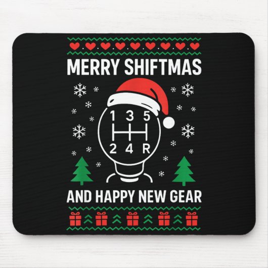 Merry Shiftmas And Happy New Manual Driver Christm マウスパッド (正面)