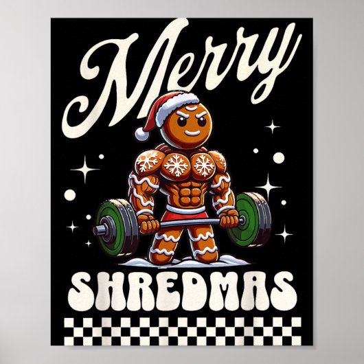 Merry Shredmas Christmas Gym Gingerbread Workout M ポスター (正面)