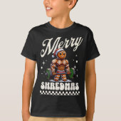 Merry Shredmas Christmas Gym Gingerbread Workout M Tシャツ (正面)