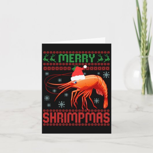 Merry Shrimpmas Funny Shrimp Ugly Christmas Sweate カード (正面)