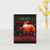 Merry Shrimpmas Funny Shrimp Ugly Christmas Sweate カード (黄色い花)