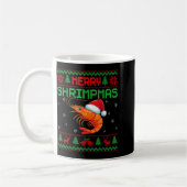 Merry Shrimpmas Funny Shrimp Ugly Christmas Sweate コーヒーマグカップ (左)