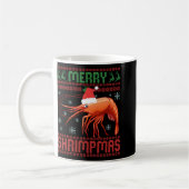 Merry Shrimpmas Funny Shrimp Ugly Christmas Sweate コーヒーマグカップ (左)