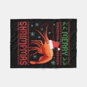 Merry Shrimpmas Funny Shrimp Ugly Christmas Sweate フリースブランケット (正面(横))