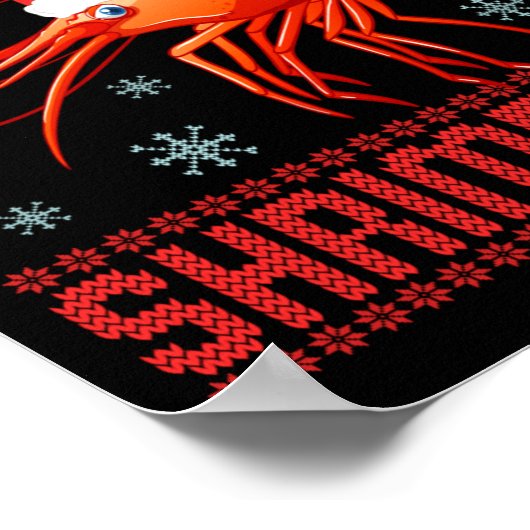 Merry Shrimpmas Funny Shrimp Ugly Christmas Sweate ポスター (角)