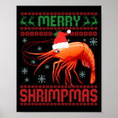Merry Shrimpmas Funny Shrimp Ugly Christmas Sweate ポスター (正面)