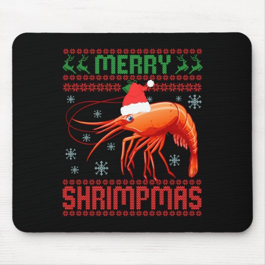 Merry Shrimpmas Funny Shrimp Ugly Christmas Sweate マウスパッド (正面)