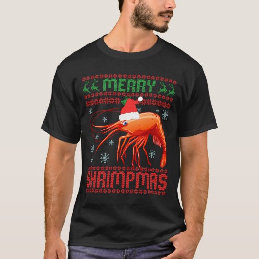Merry Shrimpmas Funny Shrimp Ugly Christmas Sweate Tシャツ (正面)
