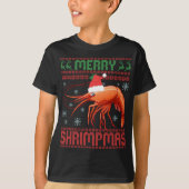 Merry Shrimpmas Funny Shrimp Ugly Christmas Sweate Tシャツ (正面)