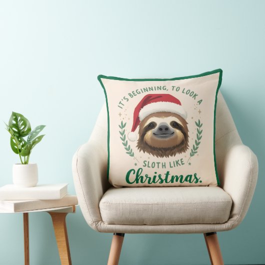 Merry Slothmas, Christmas Throw Pillow クッション (椅子)
