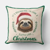 Merry Slothmas, Christmas Throw Pillow クッション (正面)