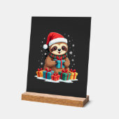 Merry Slothmas cute Christmas sloth Santa hat Xmas アクリルサイン (傾斜)