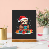 Merry Slothmas cute Christmas sloth Santa hat Xmas アクリルサイン (ウェディング)