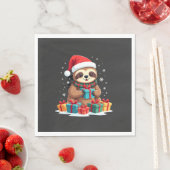 Merry Slothmas cute Christmas sloth Santa hat Xmas スタンダードランチョンナプキン (インサイチュ)