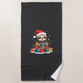 Merry Slothmas cute Christmas sloth Santa hat Xmas ビーチタオル (正面)
