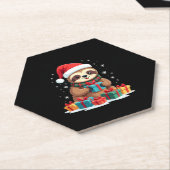 Merry Slothmas cute Christmas sloth Santa hat Xmas ペーパーコースター (アングル)