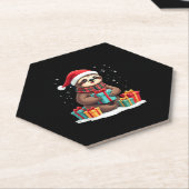 Merry Slothmas cute Christmas sloth Santa hat Xmas ペーパーコースター (アングル)