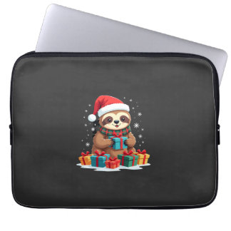 Merry Slothmas cute Christmas sloth Santa hat Xmas ラップトップスリーブ