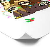 Merry Slothmas Cute Xmas Sloth Santa Hat Christmas ポスター (角)