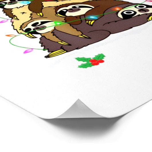 Merry Slothmas Cute Xmas Sloth Santa Hat Christmas ポスター (角)