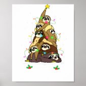 Merry Slothmas Cute Xmas Sloth Santa Hat Christmas ポスター (正面)