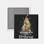 Merry Slothmas Cute Xmas Sloth Santa Hat Christmas マグネット (正面/裏面)