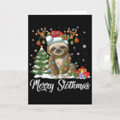 Merry Slothmas Funny Sloth Christmas Tree Lights X カード (正面)