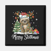 Merry Slothmas Funny Sloth Christmas Tree Lights X マグネット (正面)