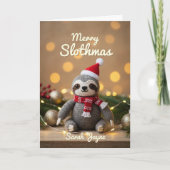 Merry Slothmas Knitted Sloth Christmas Card シーズンカード (正面)