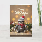Merry Slothmas Knitted Sloth Christmas Card シーズンカード (正面)