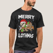 Merry Slothmas Lazy Sloth Christmas Sloth  Xmas Te Tシャツ (正面)